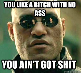 You like a bitch with no ass You ain't got shit  Matrix Morpheus