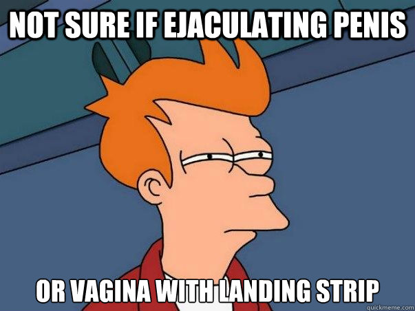 Not sure if ejaculating penis or vagina with landing strip  - Not sure if ejaculating penis or vagina with landing strip   Not sure Fry