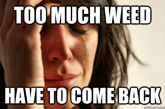 too much weed have to come back  First World Problems