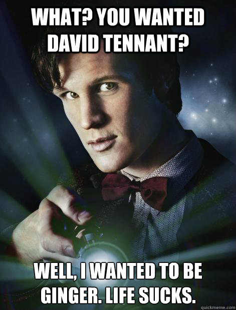 What? You wanted David Tennant? Well, I wanted to be ginger. life sucks.  Doctor Who