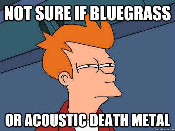 not sure if bluegrass Or acoustic death metal  - not sure if bluegrass Or acoustic death metal   Futurama Fry