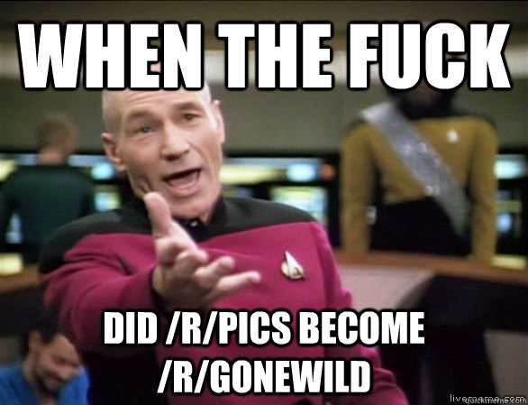 When the fuck did /r/pics become /r/gonewild  Annoyed Picard HD