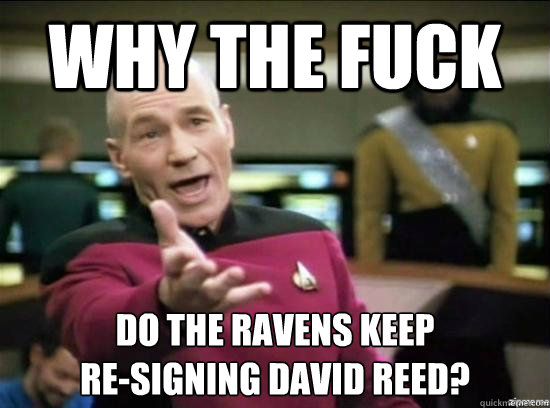 Why the fuck Do the Ravens keep 
re-signing David Reed? - Why the fuck Do the Ravens keep 
re-signing David Reed?  Misc