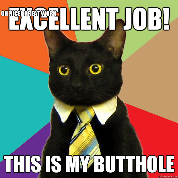 Excellent job! this is my butthole  Oh nice!  Great work - Excellent job! this is my butthole  Oh nice!  Great work  Business Cat