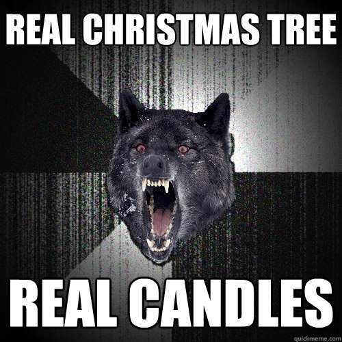 Real Christmas tree real candles  Insanity Wolf