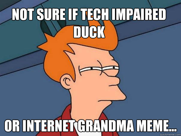 Not sure if tech impaired duck or internet grandma meme...  Futurama Fry