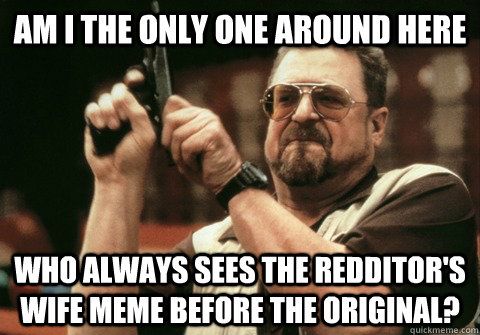 Am I the only one around here Who always sees the redditor's wife meme before the original?  Am I the only one