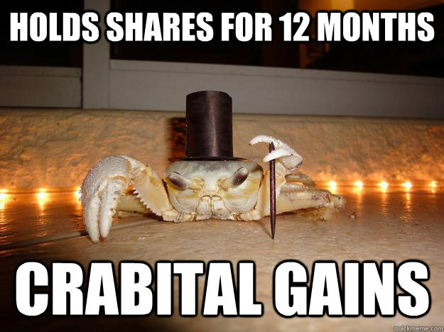 Holds shares for 12 months Crabital Gains  Fancy Crab