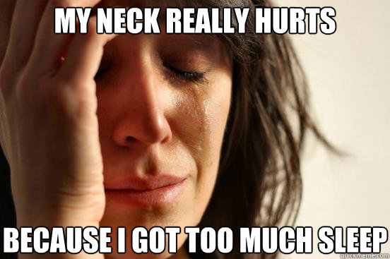 My neck really hurts because i got too much sleep  First World Problems