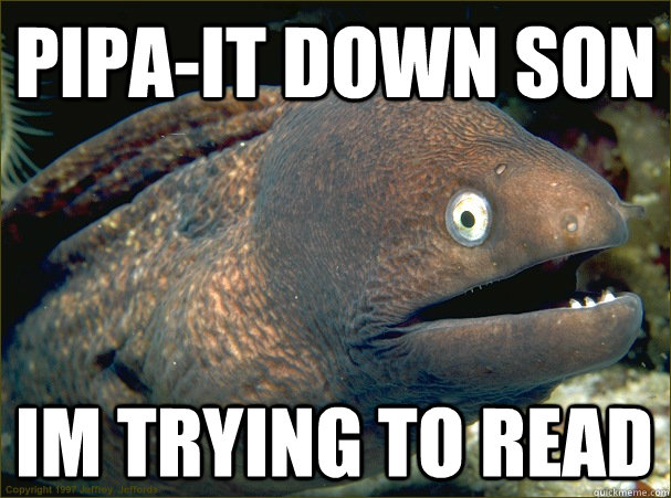 PIPA-it down son Im trying to read  Bad Joke Eel