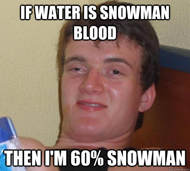If Water is snowman blood then i'm 60% snowman  10 Guy