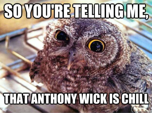 So you're telling me, that anthony wick is chill  Skeptical Owl