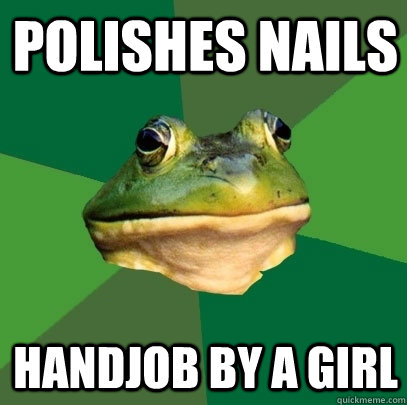 Polishes nails handjob by a girl  Foul Bachelor Frog