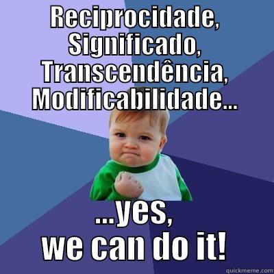RECIPROCIDADE, SIGNIFICADO, TRANSCENDÊNCIA, MODIFICABILIDADE... ...YES, WE CAN DO IT! Success Kid