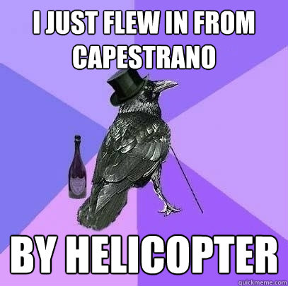 I just flew in from Capestrano By helicopter  Rich Raven