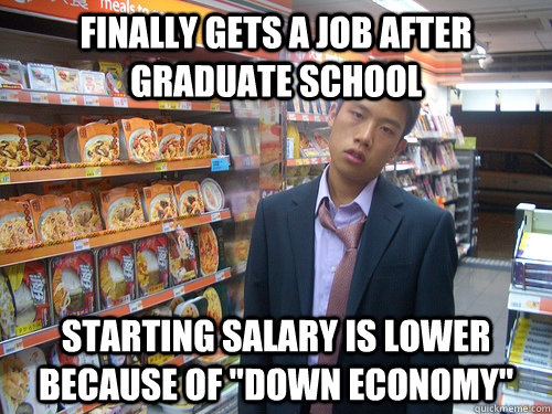 Finally gets a job after graduate school starting salary is lower because of 