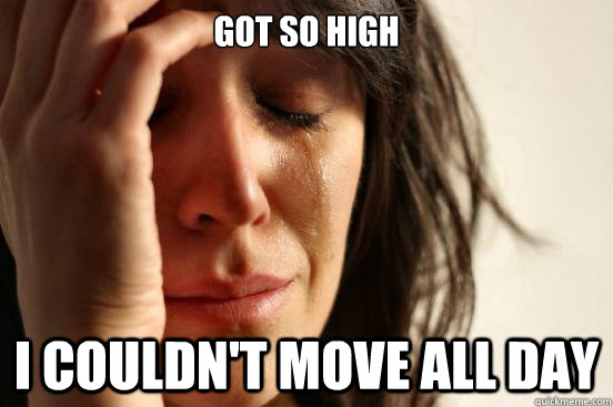 Got so High I couldn't move all day  First World Problems