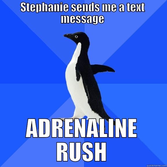 STEPHANIE SENDS ME A TEXT MESSAGE ADRENALINE RUSH Socially Awkward Penguin