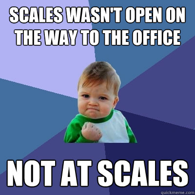 scales wasn't open on the way to the office not at scales  Success Kid