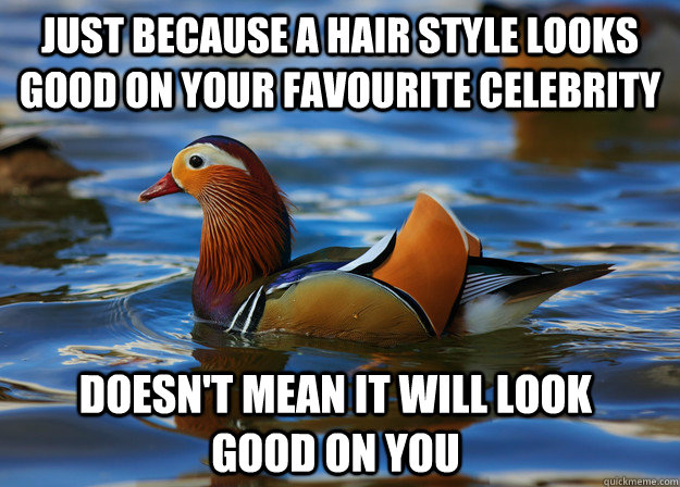 Just because a hair style looks good on your favourite celebrity doesn't mean it will look good on you  