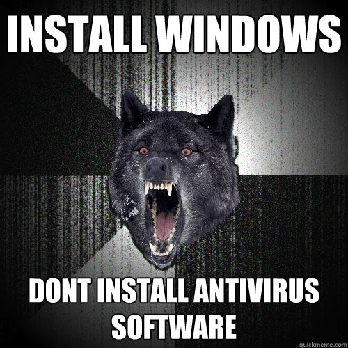Install Windows Dont install Antivirus software - Install Windows Dont install Antivirus software  Insanity Wolf
