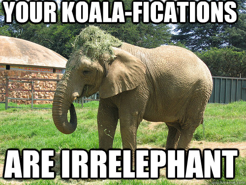 Your koala-fications Are irrelephant  