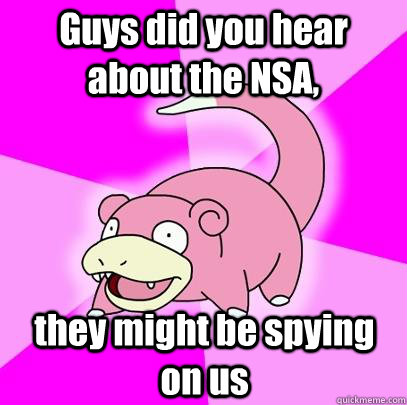 Guys did you hear about the NSA, they might be spying on us  Slowpoke