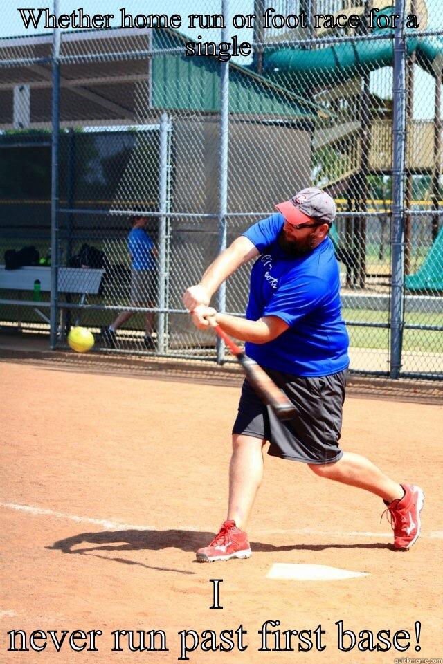 WHETHER HOME RUN OR FOOT RACE FOR A SINGLE I NEVER RUN PAST FIRST BASE! Misc
