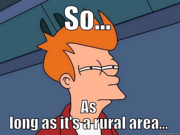 SO... AS LONG AS IT'S A RURAL AREA... Futurama Fry