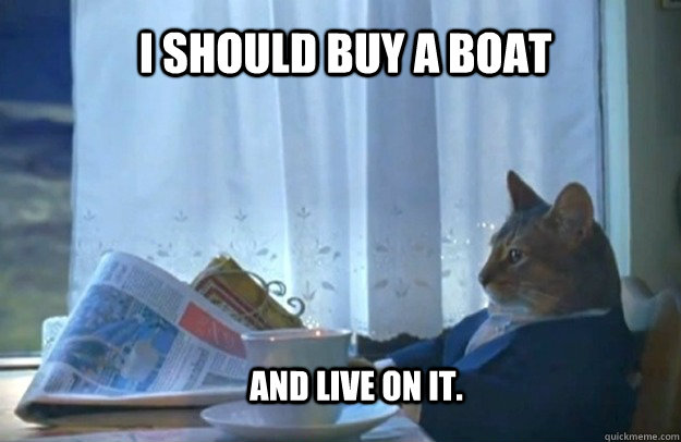 I should buy a boat And live on it.  Sophisticated Cat