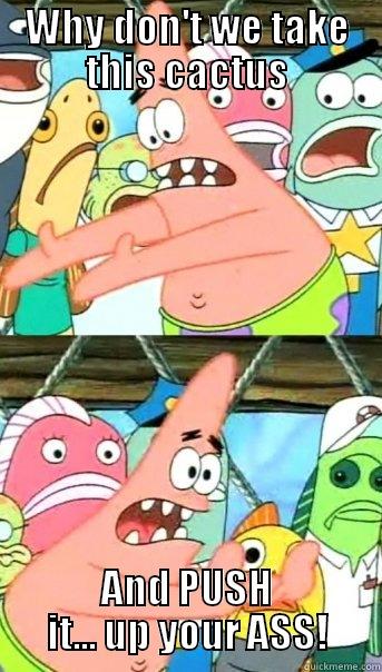 WHY DON'T WE TAKE THIS CACTUS AND PUSH IT... UP YOUR ASS! Push it somewhere else Patrick