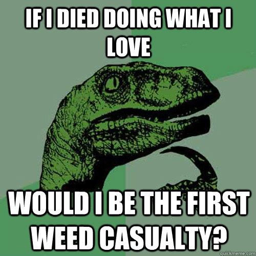 If I Died Doing What I Love Would I Be The First Weed Casualty? - If I Died Doing What I Love Would I Be The First Weed Casualty?  Philosoraptor