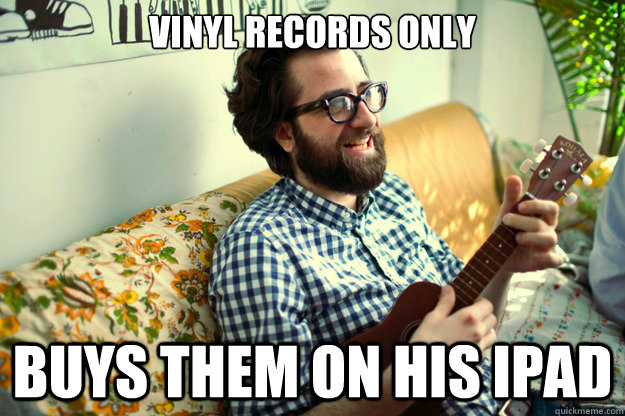 Vinyl Records only Buys them on his Ipad  brooklyn bob