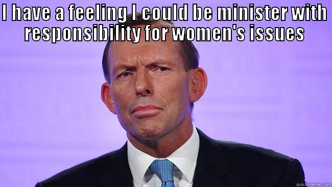 I HAVE A FEELING I COULD BE MINISTER WITH RESPONSIBILITY FOR WOMEN'S ISSUES  Misc