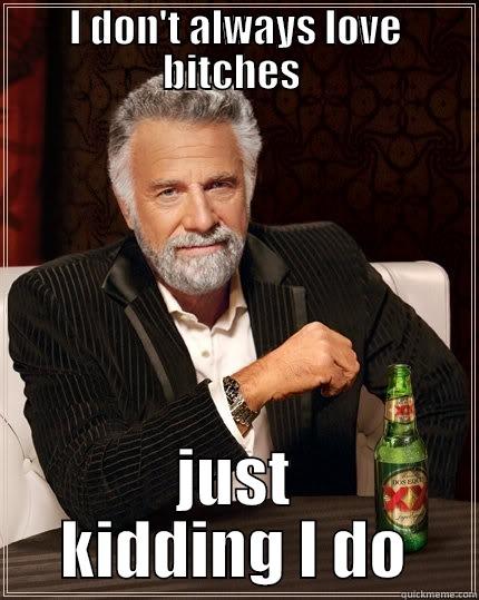 I DON'T ALWAYS LOVE BITCHES  JUST KIDDING I DO The Most Interesting Man In The World
