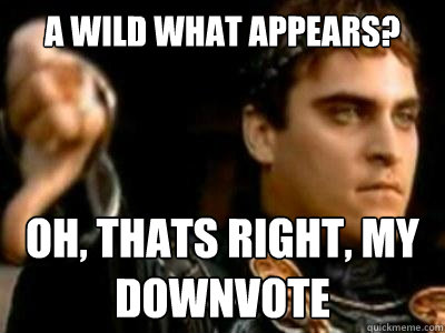 A wild what appears? oh, thats right, my DOWNVOTE  Downvoting Roman