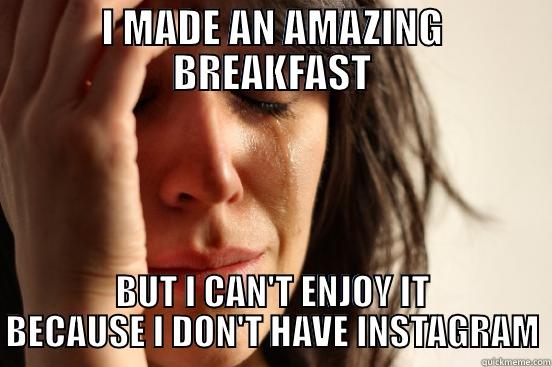 I MADE AN AMAZING BREAKFAST BUT I CAN'T ENJOY IT BECAUSE I DON'T HAVE INSTAGRAM First World Problems