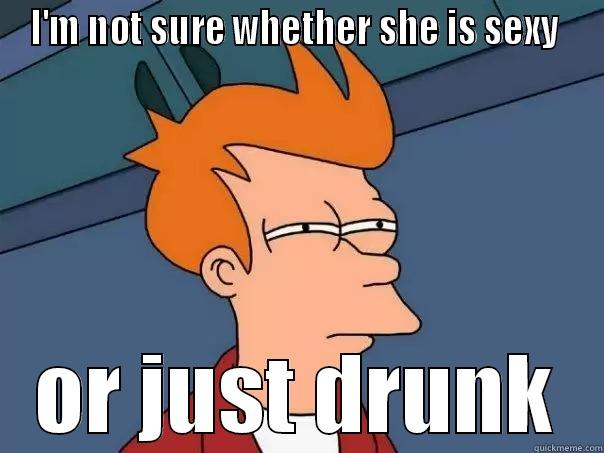 I'M NOT SURE WHETHER SHE IS SEXY  OR JUST DRUNK Futurama Fry