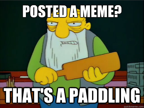 Posted a meme? That's a paddling  Thats a paddling