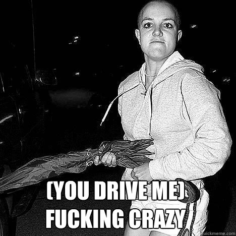  (you drive me) 
Fucking crazy -  (you drive me) 
Fucking crazy  Drive me crazy