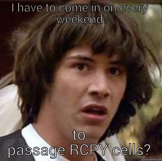I HAVE TO COME IN ON EVERY WEEKEND TO PASSAGE RCPY CELLS? conspiracy keanu
