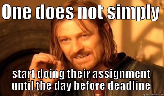ONE DOES NOT SIMPLY  START DOING THEIR ASSIGNMENT UNTIL THE DAY BEFORE DEADLINE Boromir