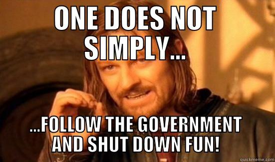 ONE DOES NOT SIMPLY... ...FOLLOW THE GOVERNMENT AND SHUT DOWN FUN! Boromir