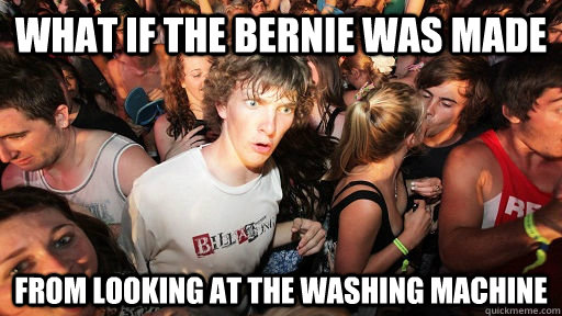 What if the Bernie was made from looking at the washing machine  Sudden Clarity Clarence
