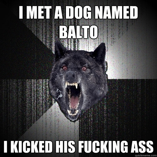 I met a dog named Balto I kicked his fucking ass - I met a dog named Balto I kicked his fucking ass  Insanity Wolf