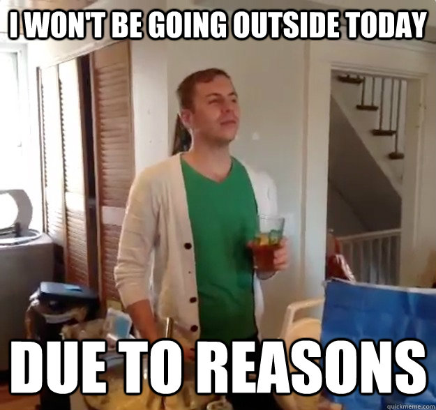 i Won't be going outside today due to reasons - i Won't be going outside today due to reasons  Misc