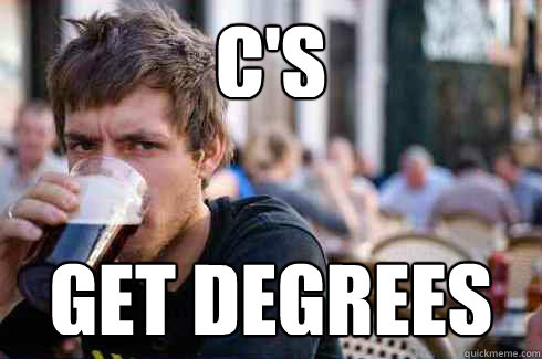 C's Get degrees  Lazy College Senior