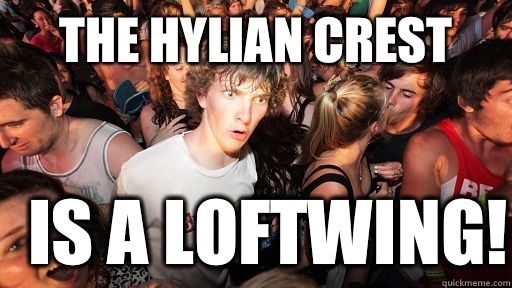 The Hylian Crest Is a loftwing!  Sudden Clarity Clarence