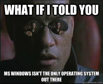 What if I told you MS Windows isn't the only Operating System out there - What if I told you MS Windows isn't the only Operating System out there  Morpheus SC