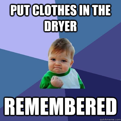 Put Clothes in the Dryer Remembered   Success Kid